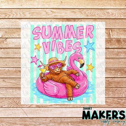 Summer Vibes DTF or UV-DTF Transfer - or- Hat Patch, Acrylic, Magnet, or Keychain