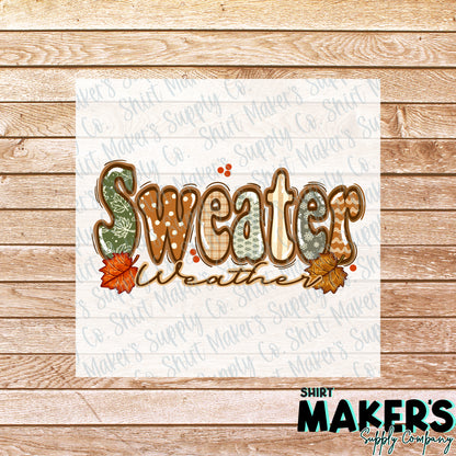 Sweater Weather Leaves DTF Transfer - or- Hat Patch, Acrylic, Magnet, or Keychain