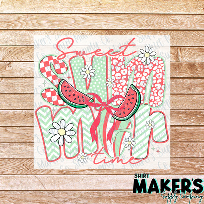 Watermelon Sweet Summer Time DTF Transfer - or- Hat Patch, Acrylic, Magnet, or Keychain