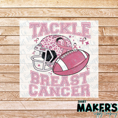 Tackle Breast Cancer DTF Transfer - or- Hat Patch, Acrylic, Magnet, or Keychain