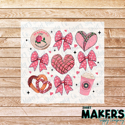 Tacos Coquette #2 Valentine's Day DTF Transfer - or- Hat Patch, Acrylic, Magnet, or Keychain