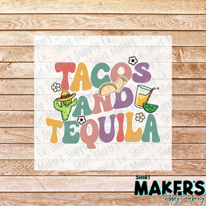 Tacos and Tequila DTF Transfer - or- Hat Patch, Acrylic, Magnet, or Keychain