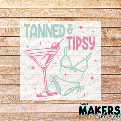 Tanned and Tipsy Summer DTF Transfer - or- Hat Patch, Acrylic, Magnet, or Keychain