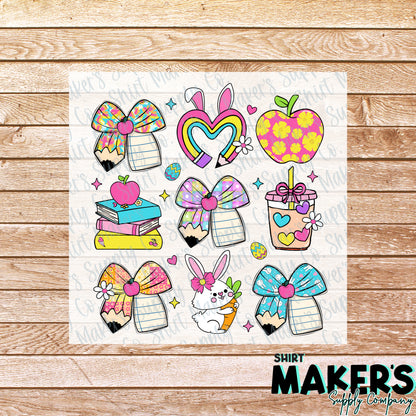 Easter Teacher Coquette DTF Transfer - or- Hat Patch, Acrylic, Magnet, or Keychain