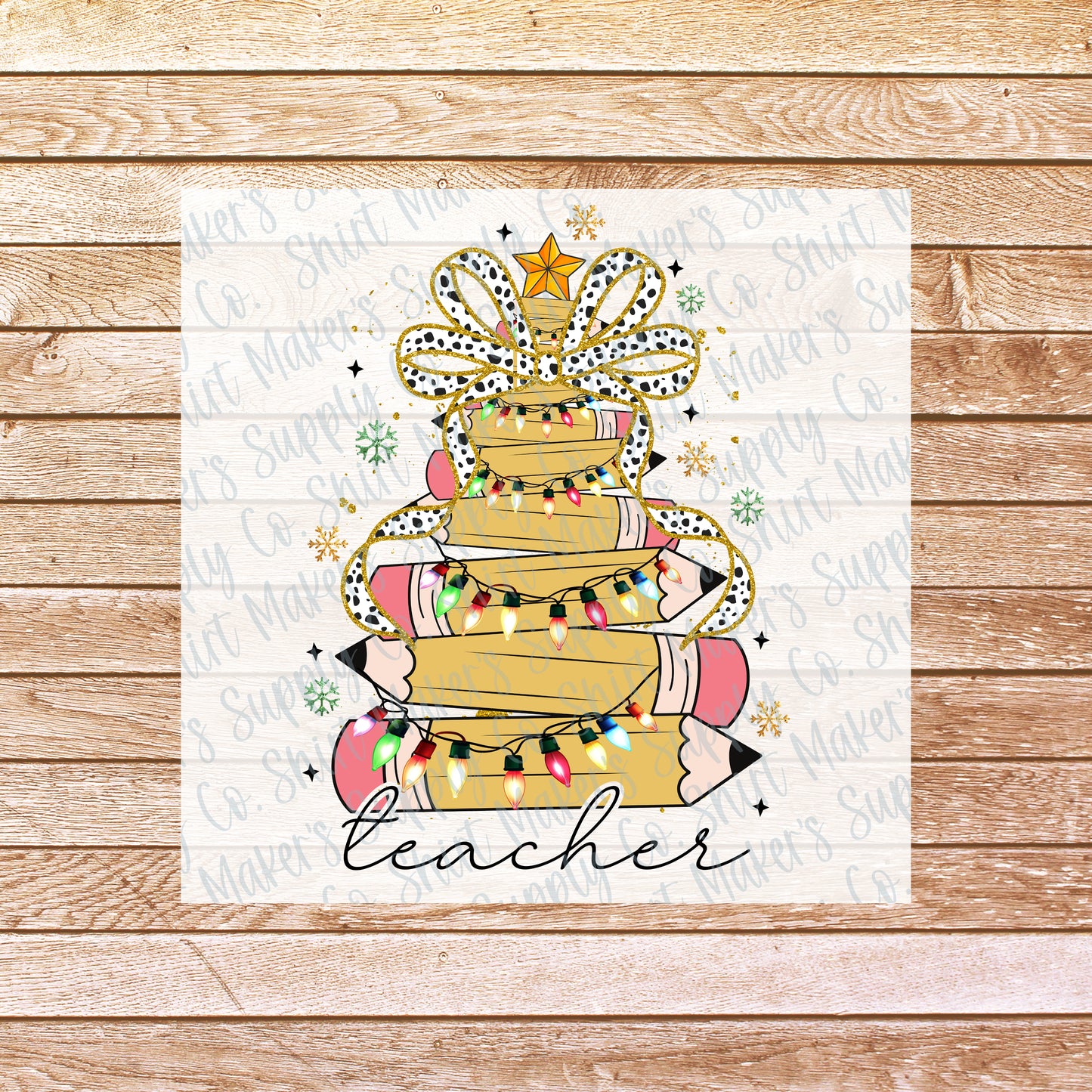 Teacher Christmas Tree DTF or Sublimation Transfer