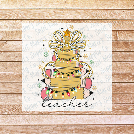 Teacher Christmas Tree DTF or Sublimation Transfer