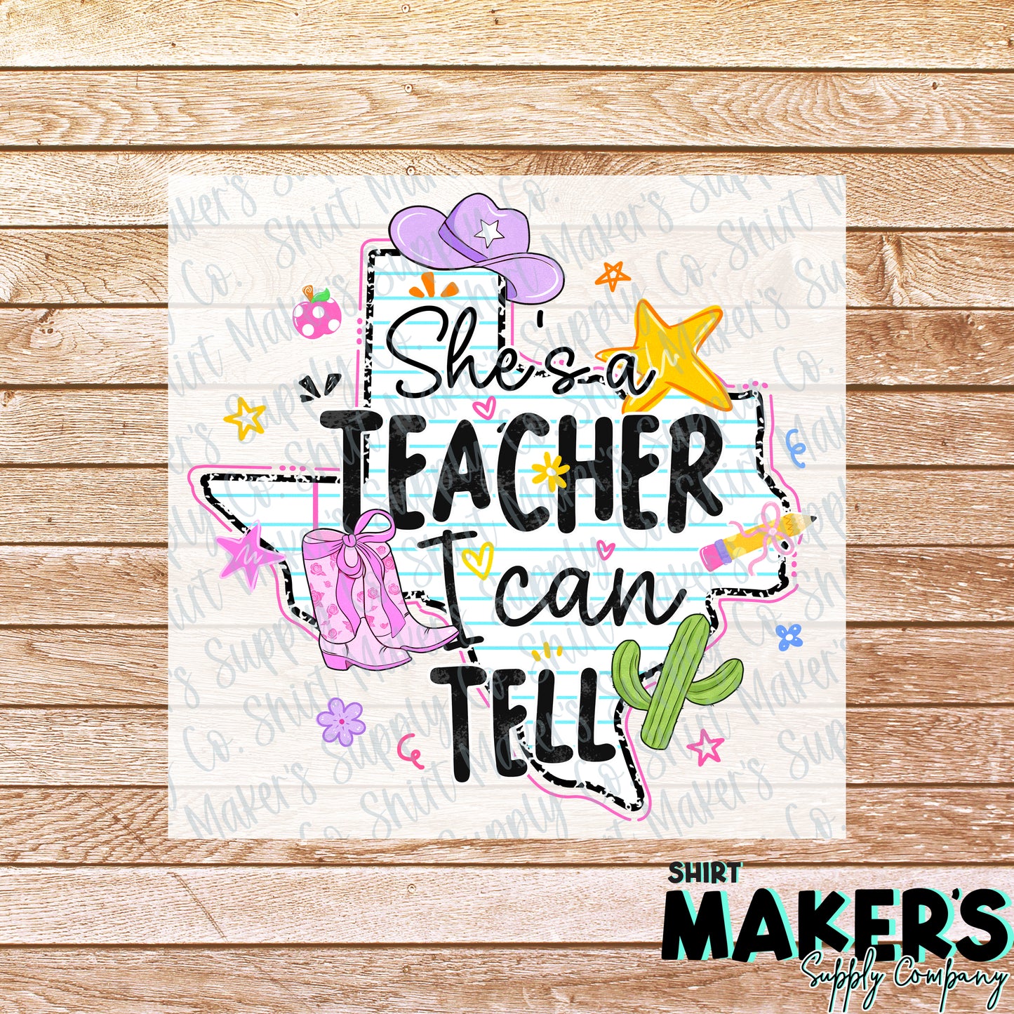 She's a Teacher DTF Transfer - or- Hat Patch, Acrylic, Magnet, or Keychain