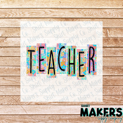 Teacher Floral DTF Transfer - or- Hat Patch, Acrylic, Magnet, or Keychain