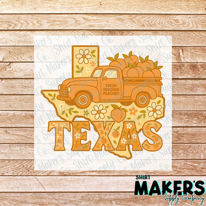 Fredericksburg Texas Peaches DTF Transfer - or- Hat Patch, Acrylic, Magnet, or Keychain