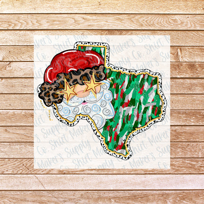 Texas Santa Christmas DTF Transfer - or- Hat Patch, Acrylic, Magnet, or Keychain