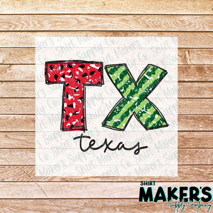 Texas Watermelon DTF Transfer - or- Hat Patch, Acrylic, Magnet, or Keychain