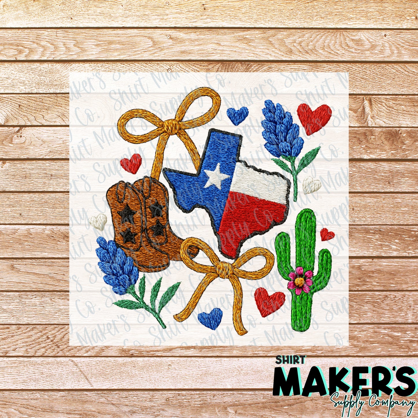 Texas Embroidered Scene DTF or UV-DTF Transfer - or- Hat Patch, Acrylic, Magnet, or Keychain