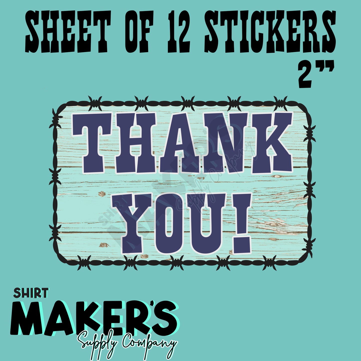 Rustic Thank You Stickers Sheet of 12