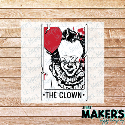 The Clown White Horror Tarot Card DTF Transfer - or- Hat Patch, Acrylic, Magnet, or Keychain