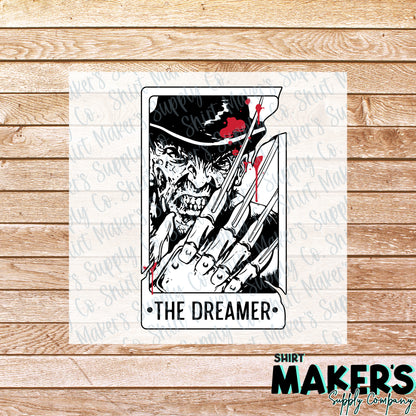 The Dreamer White Horror Tarot Card DTF Transfer - or- Hat Patch, Acrylic, Magnet, or Keychain