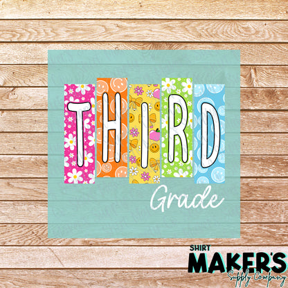 Third Grade Groovy DTF Transfer - or- Hat Patch, Acrylic, Magnet, or Keychain