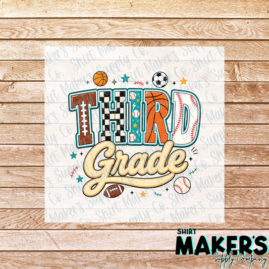 Third Grade Boys  DTF Transfer - or- Hat Patch, Acrylic, Magnet, or Keychain