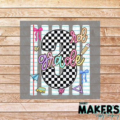 Third Grade Notebook  DTF Transfer - or- Hat Patch, Acrylic, Magnet, or Keychain