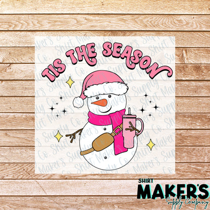 'Tis the Season Snowman Christmas DTF Transfer - or- Hat Patch, Acrylic, Magnet, or Keychain