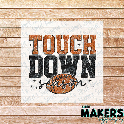 Touch Down Season Glitter DTF Transfer - or- Hat Patch, Acrylic, Magnet, or Keychain