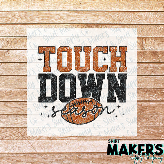 Touch Down Season Glitter DTF or Sublimation Transfer