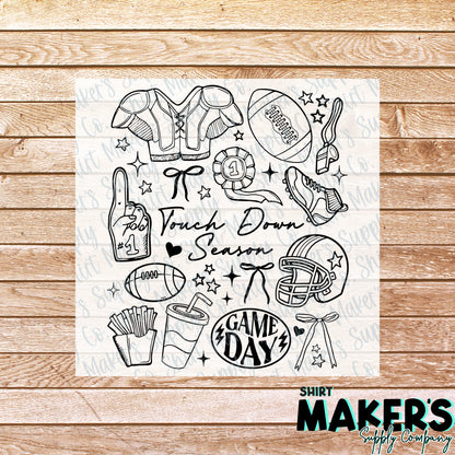 Touch Down Season Black DTF Transfer - or- Hat Patch, Acrylic, Magnet, or Keychain