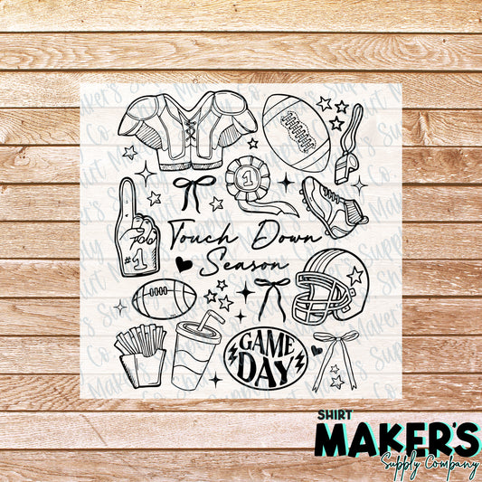 Touch Down Season Black DTF or Sublimation Transfer