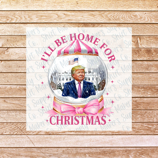 Donald Trump Home for Christmas Snow Globe DTF or Sublimation Transfer