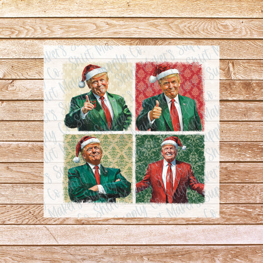 Trump Christmas Squares DTF or Sublimation Transfer