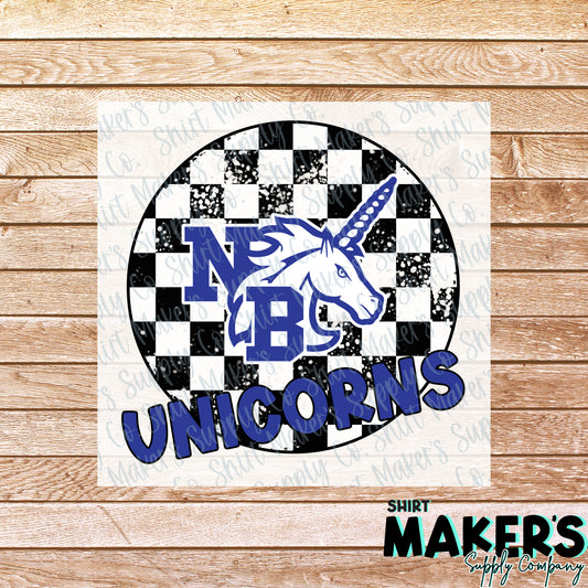 New Braunfels Unicorns Checker DTF or Sublimation Transfer