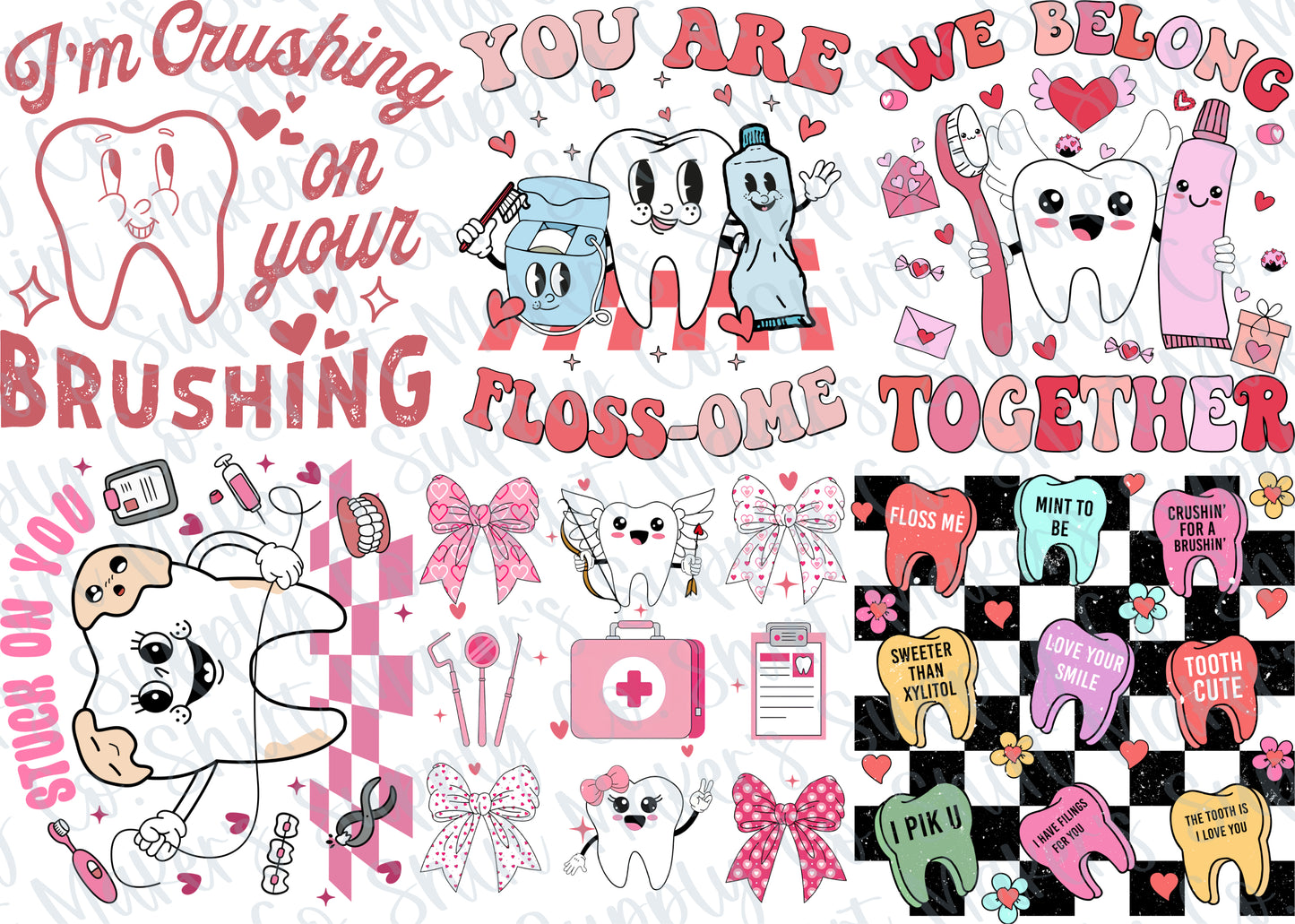 Dental Valentine's Day DTF Gang Sheet