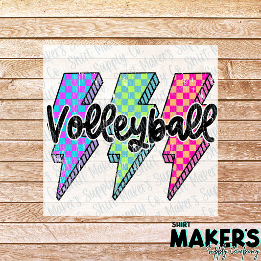 Volleyball Bolt Black DTF or Sublimation Transfer