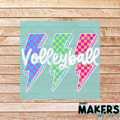 Volleyball Bolt White DTF Transfer - or- Hat Patch, Acrylic, Magnet, or Keychain