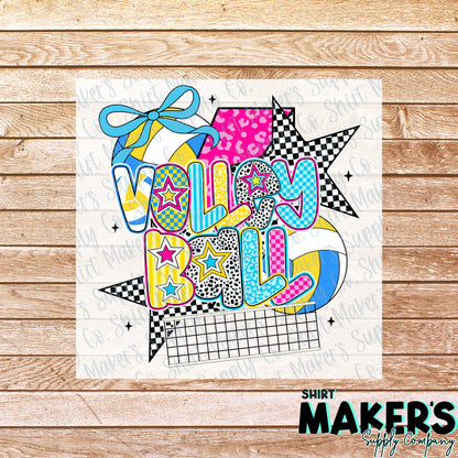 Volleyball Preppy DTF Transfer - or- Hat Patch, Acrylic, Magnet, or Keychain
