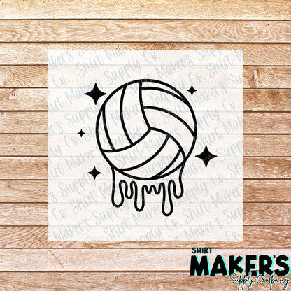 Volleyball Drip Pocket Black DTF Transfer - or- Hat Patch, Acrylic, Magnet, or Keychain