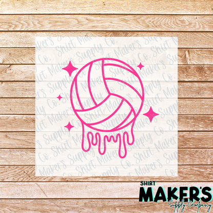 Volleyball Drip Pocket Pink DTF Transfer - or- Hat Patch, Acrylic, Magnet, or Keychain