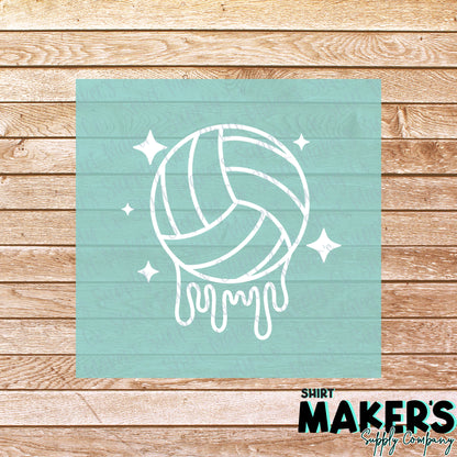 Volleyball Drip Pocket White DTF Transfer - or- Hat Patch, Acrylic, Magnet, or Keychain