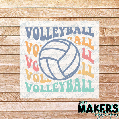 Volleyball Wavy DTF Transfer - or- Hat Patch, Acrylic, Magnet, or Keychain