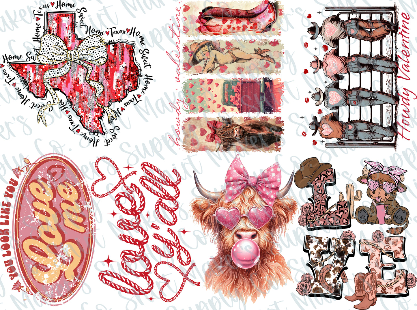 Valentine's Day Western DTF Gang Sheet