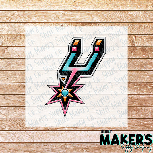 Western Spurs - San Antonio Spurs DTF or UV-DTF Transfer - or- Hat Patch, Acrylic, Magnet, or Keychain