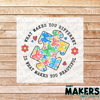 What Makes you Different Autism Awareness DTF Transfer - or- Hat Patch, Acrylic, Magnet, or Keychain