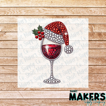 Wine Glass DTF Transfer - or- Hat Patch, Acrylic, Magnet, or Keychain
