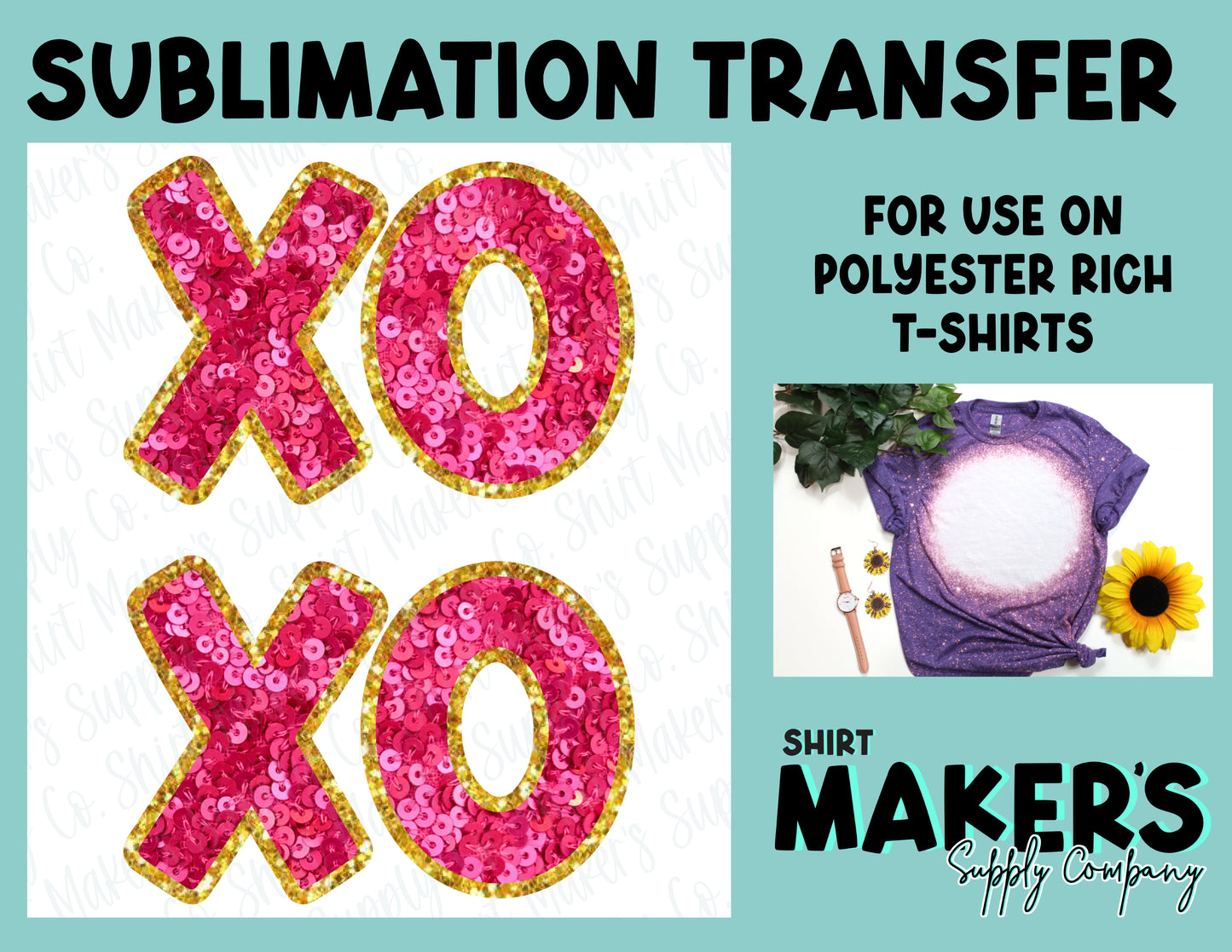XOXO Faux Sequin Sublimation Transfer