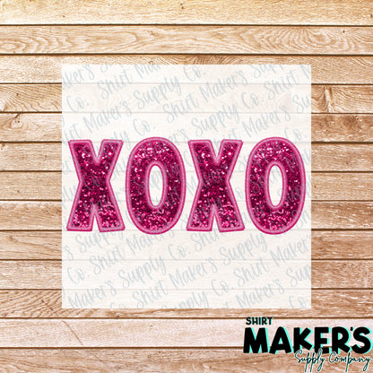 XOXO Applique Style Valentine's Day DTF Transfer - or- Hat Patch, Acrylic, Magnet, or Keychain