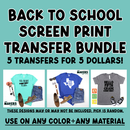 Back to School Screen Print Transfer Bundle