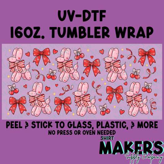 16oz. UV-DTF Valentine's Day Balloon Dog
