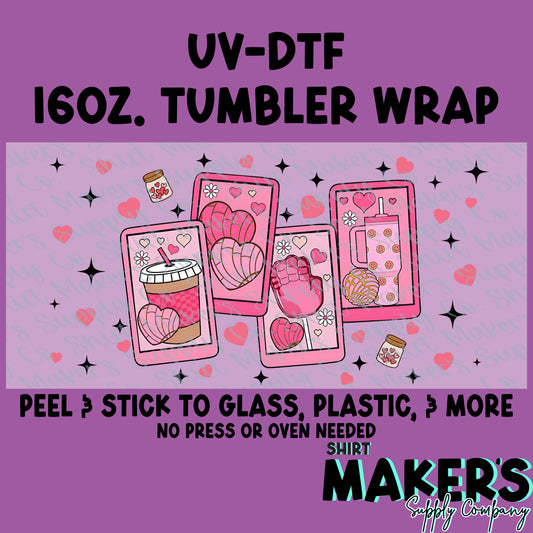 16oz. UV-DTF Valentine's Day Concha Cards