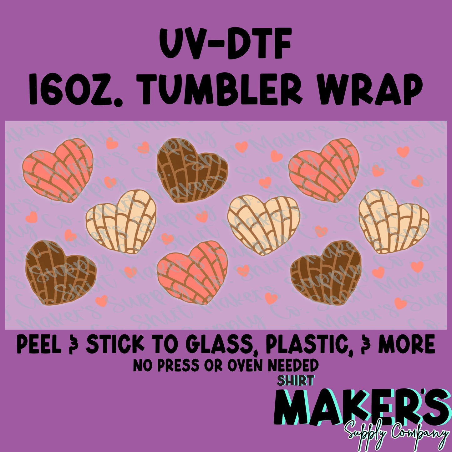16oz. UV-DTF Valentine's Day Concha Hearts