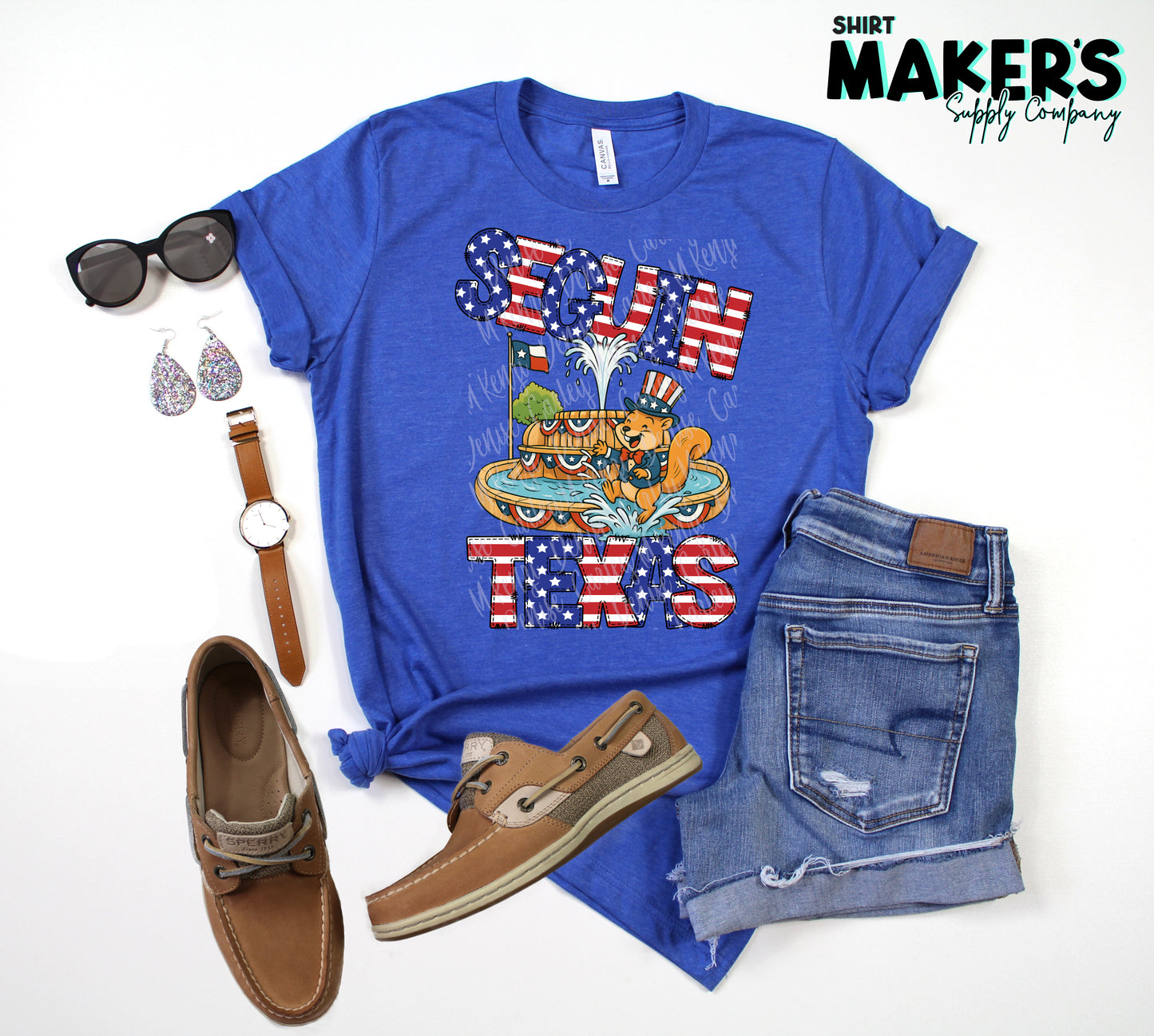 Seguin 4th of July Square Fountain T-Shirt