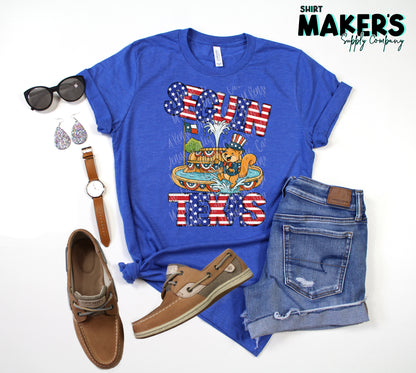 Seguin 4th of July Square Fountain T-Shirt